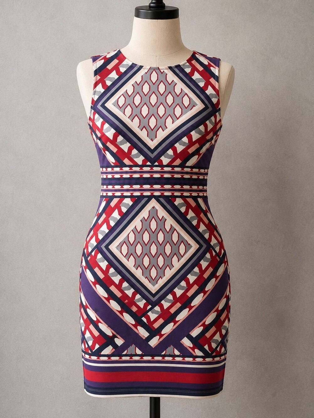 Venus Geometric Sheath Dress Women's Medium Purple Pink Sleeveless
